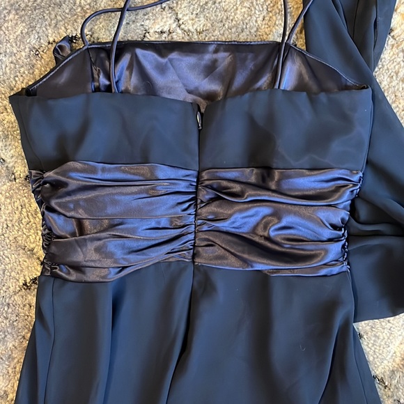 Gojane formal semi formal dress navy chiffon with satin details - Picture 3 of 3